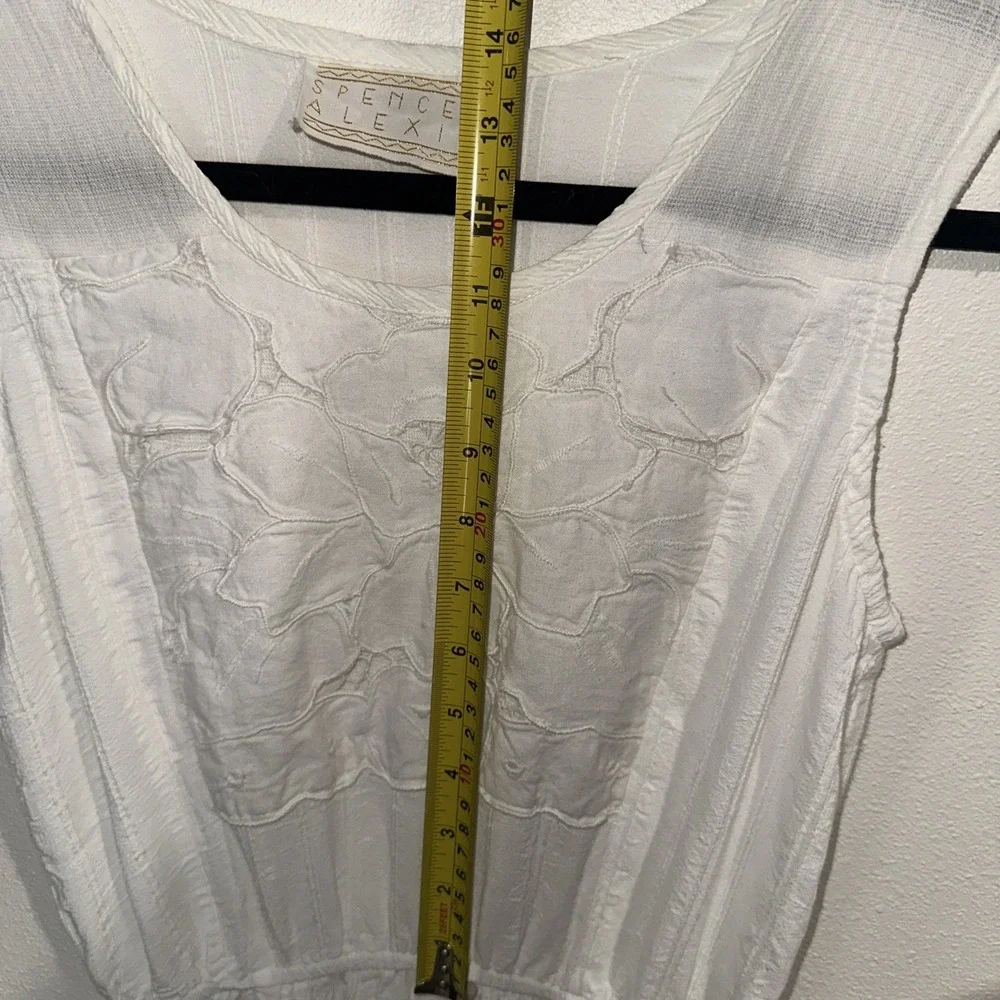 Espencer Alexis Vintage  White Sleeveless Floral Design‎ Dress Sz 10   95%rayon
